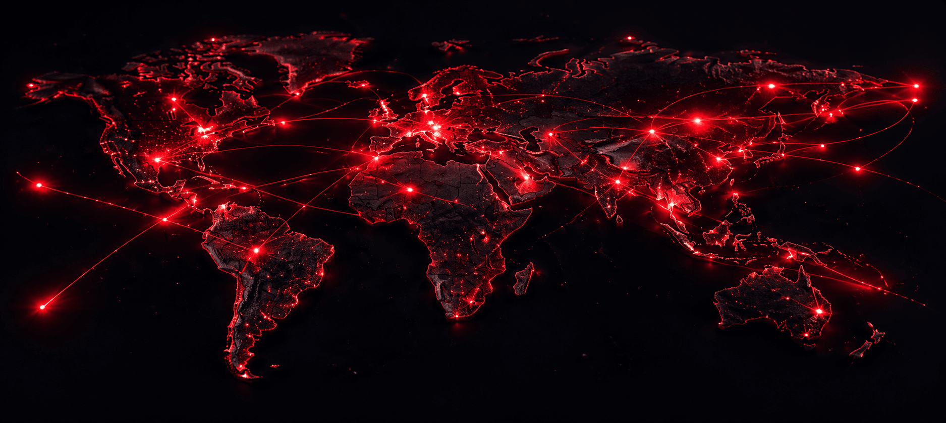 Global network map with connected trade routes